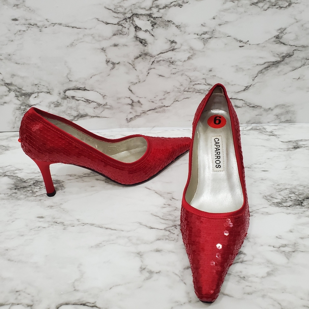 Cabarrus Red Sequin Heels